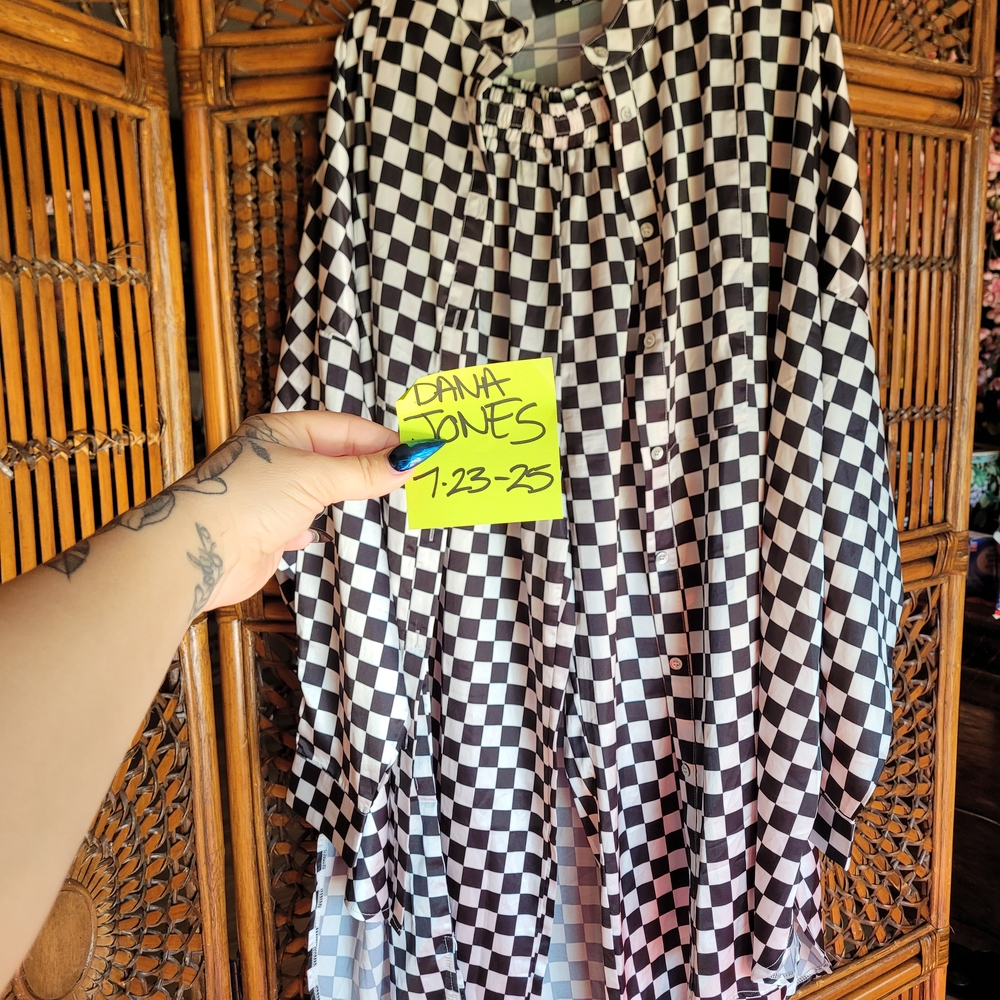 Dressed In LALA Satin Checkered Playsuit.